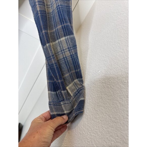 Abercrombie & Fitch Flannel Men Size Large Plaid Button Front Shirt Blue Brown - Picture 6 of 11